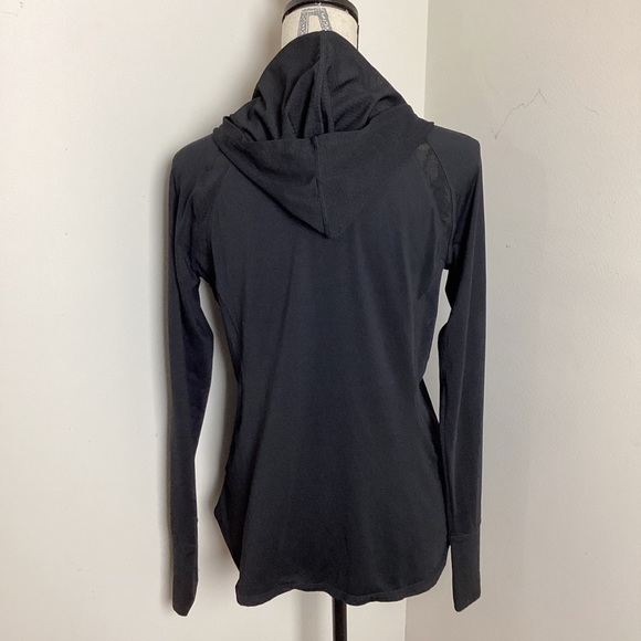 Reebok Women’s Black DriFit Long Sleeve Shirt with Thumb Holes Net Hoodie Top - Picture 3 of 4